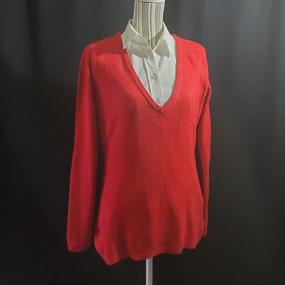 New York & Company V-Neck Sweater SET - Medium - Red, Orange, & Burgundy - Picture 4 of 16